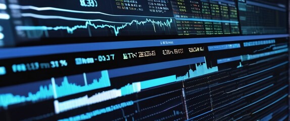 An abstract digital background with binary code and AI algorithms running in the background