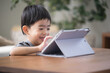 © kapinon - タブレットで勉強やゲームをする子ども　タップして笑顔