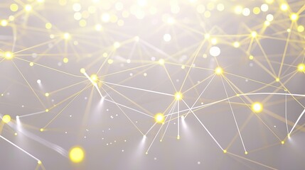 Poster - A minimalist plexus of bright yellow dots connected by thin glowing white lines over a soft gray canvas creating an elegant network effect with a central text area for impactful messages