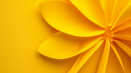 Wall Mural - Close-up of abstract yellow petals radiating from the center, creating a vibrant and dynamic floral design.