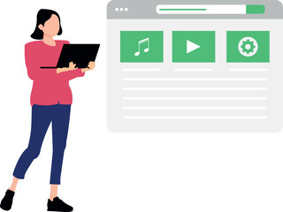 The girl is using the website.