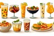 Delicious Dishes & Refreshing Drinks: Flat Design Food & Beverage Clipart Icons