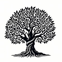 Poster - logo illustration of vintage banyan tree