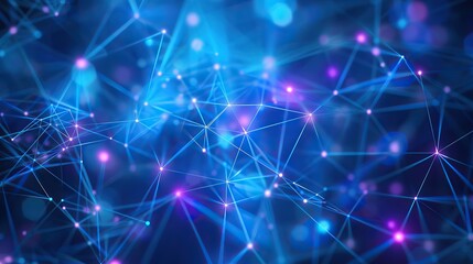 Poster - A visually dynamic backdrop of electric blue and violet plexus connections across a midnight blue canvas arranged to leave ample room for text in the center ensuring readability and impact