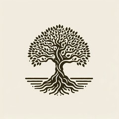 Poster - logo illustration of vintage banyan tree