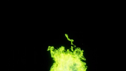 Poster - 3d rendering green fire animation isolated on dark background
