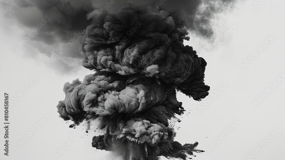Confusing Smoke ominous black smoke billowing against a stark white background a ...