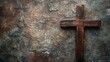 © Jelena - rustic wooden cross on textured background copy space for text or image faith and spirituality concept photo