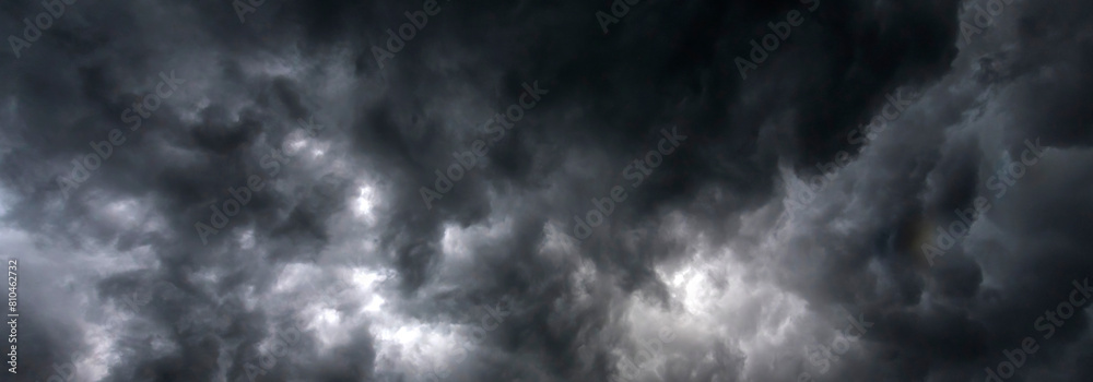 Banner Dramatic dark storm clouds black sky background. Dark ...