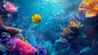 vibrant tropical fish swimming in a colorful coral reef aquarium digital painting