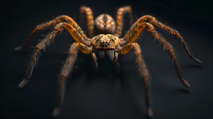 closeup of spider on the blurred dark background
