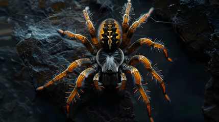 closeup of spider on the dark background