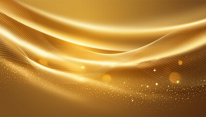 Wall Mural - Beautiful Glistening Fabric Banner with Wrinkles and Folds. Gold, Smooth Surface Background