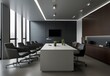 Sleek corporate office interior, modern furniture with high-tech ambiance, generative AI