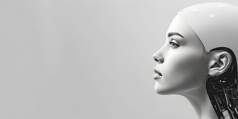 Poster - woman with a head made of wires, looking to the side.