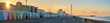 Brighton beach panorama at sunrise. England