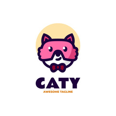 Wall Mural - Vector Logo Illustration Cat Mascot Cartoon Style.