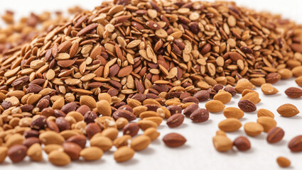 Wall Mural - flax  dry fruit on white background