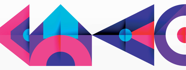 Aufkleber - A vibrant logo featuring a purple circle at the center surrounded by colorful triangles and rectangles in shades of electric blue, magenta, and violet. The design exudes symmetry and artistic flair