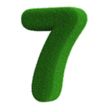 7 Number Grass Green 3d Render