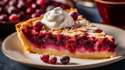 Sticker - Delicious homemade berry pie with whipped cream