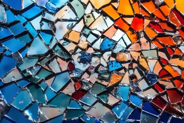 Wall Mural - Colorful broken glass mosaic pattern