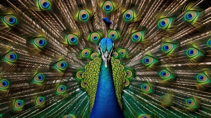 Canvas Print - Vibrant peacock displaying its magnificent feathers