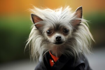 Poster - Adorable fluffy dog with windblown fur