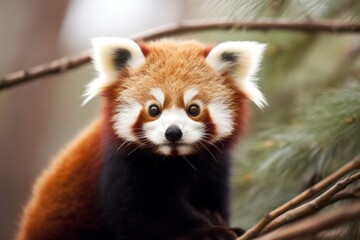 Canvas Print - Adorable red panda looking curiously