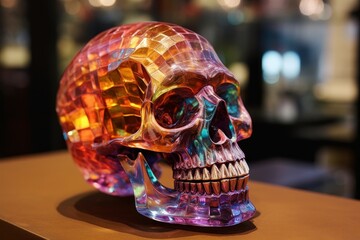 Wall Mural - Colorful glass skull sculpture