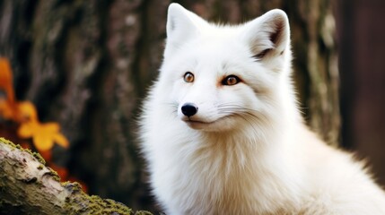 Sticker - Captivating white fox in natural forest setting