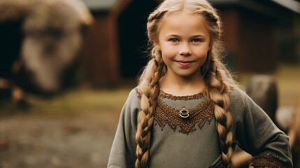 Poster - young girl with braided hair in outdoor setting