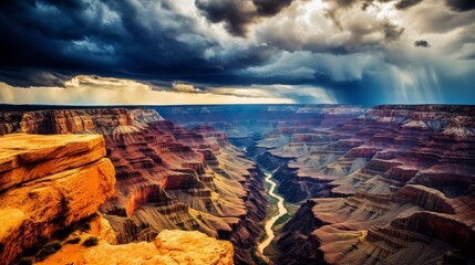 Poster - dramatic storm clouds over grand canyon landscape