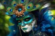 Vibrant peacock-inspired carnival costume