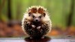 Cute hedgehog close-up in nature