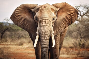 Poster - close-up of a majestic african elephant in the wild