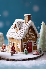 Wall Mural - Cozy gingerbread house covered in snow