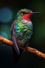 Poster - Vibrant hummingbird perched on branch