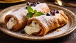 Delicious crepes filled with cream and berries