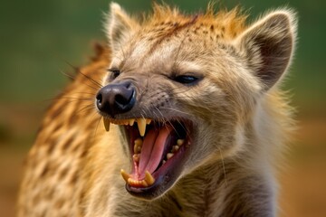 Wall Mural - Ferocious hyena with sharp teeth and intense expression