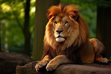 Poster - Majestic lion resting in the wild