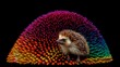 colorful hedgehog on black background
