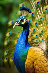 Canvas Print - Vibrant peacock with colorful feathers