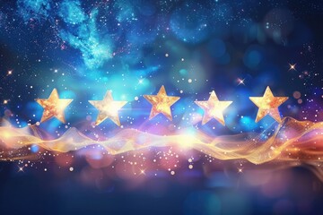 A seamless online application interface showcases a satisfied customer rating with five sparkling stars.