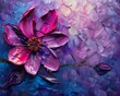 Oil painting, abstract magenta flower, serene theme, created with a palette knife, very vibrant colors, rich texture