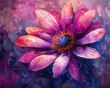 Oil painting, abstract magenta flower, serene theme, created with a palette knife, vibrant colors, rich texture