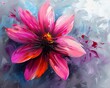 Oil painting, abstract magenta flower, serene theme, created with a palette knife, vibrant colors, rich and beautiful texture