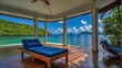 Tropical Haven with Summer Generative AI's Sofa Deck and Umbrella Paradise
