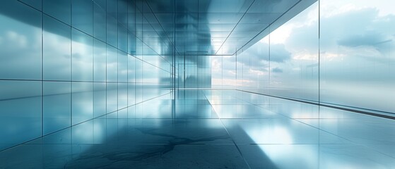 Poster - Abstract metal and glass structure, geometric design, reflections and refractions, modern architectural photography
