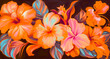 A vibrant and colorful Hawaiian flower pattern